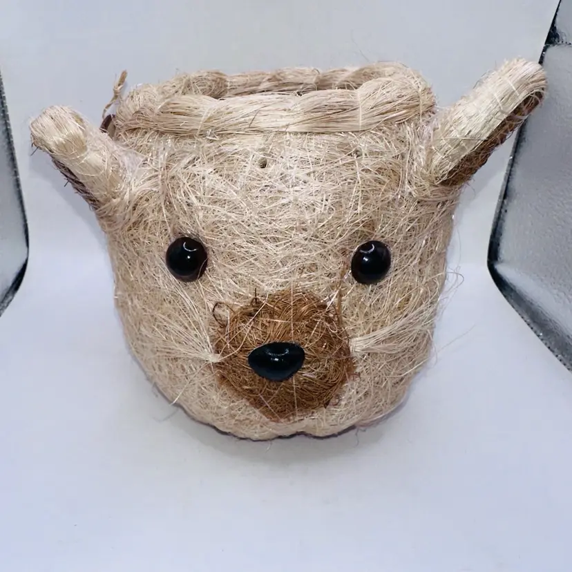 NWT Plant Succulent Holder Cat Face Coco Coir Hand Made 