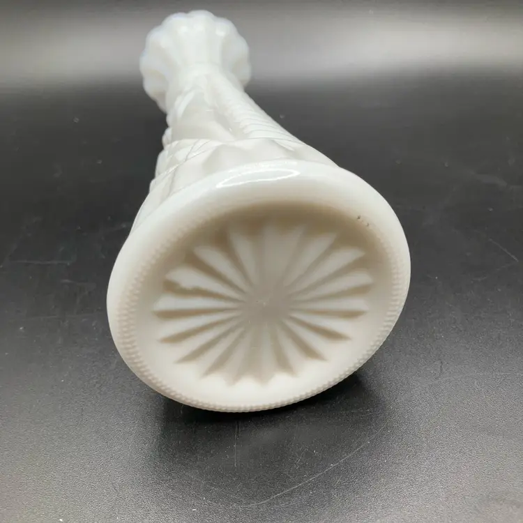 Milk Glass Etched Vase