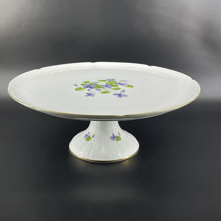 AK KAISER WEST GERMANY VIOLA 13" CAKE STAND VIOLETS HTF EUC