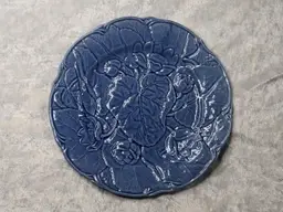 Vintage BORDALLO PINHEIRO Caldas Da Rainha Blue Sunflower Plate Made in Portugal 10 in wall decor Gift Majolica