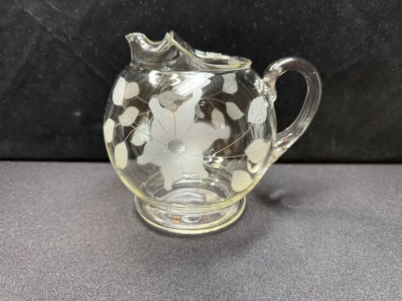 Clear Glass Etched Pitcher