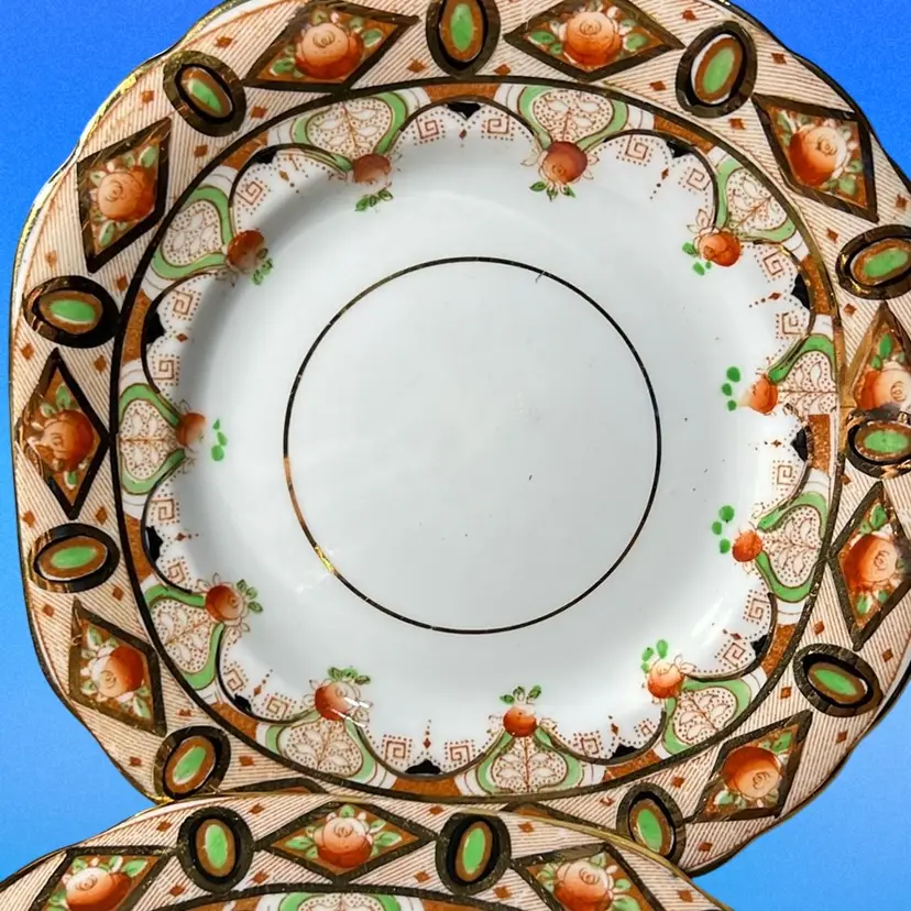 Set Of 2, Art Deco Diamond Pottery dessert plate by P.B. Co. Ltd. England. Staffordshire, England Circa 1930s-1940s