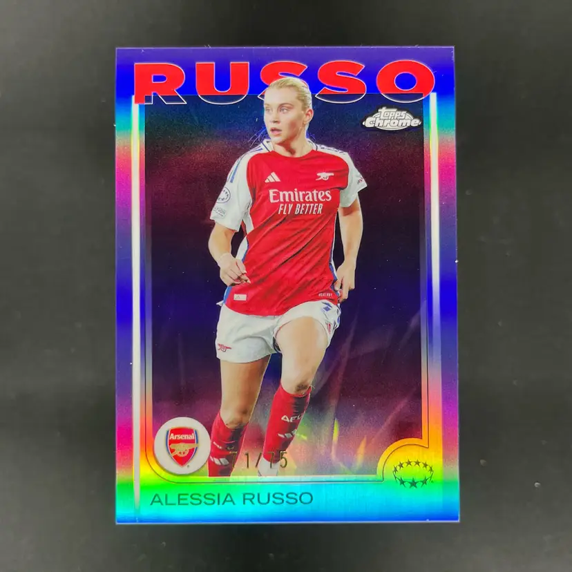 Alessia Russo 2024/25 Topps Chrome UWCL Purple /75 Arsenal Soccer Card