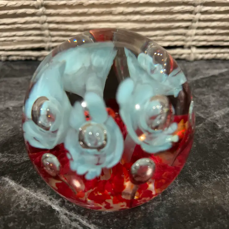 #01 - Baby Blue Lillies With Controlled Bubble Centers And Red Colored Base.