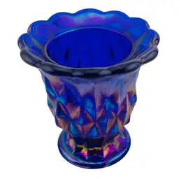 Vintage Carnival Glass Blue Toothpick Holder CottageCore Retro Granny