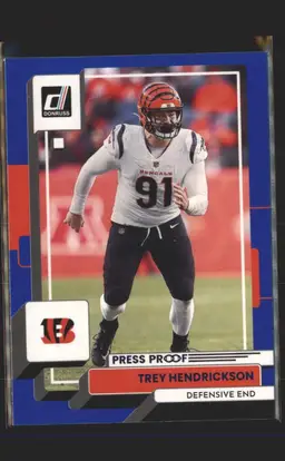 2022 Donruss #202 Trey Hendrickson Blue Press Proof - (139) - Cincinnati Bengals