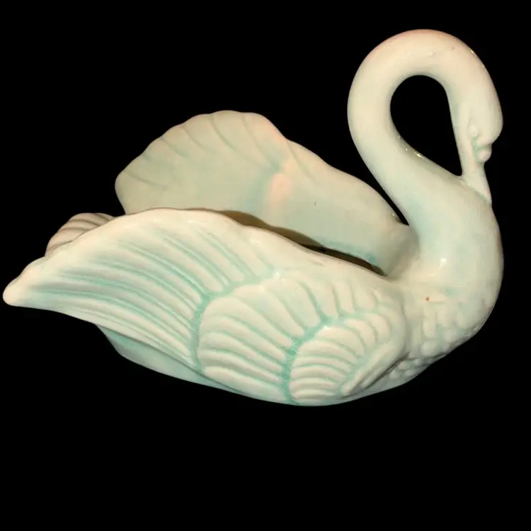 Vintage Made In Japan Aqua Swan Candy Trinket Dish/planter