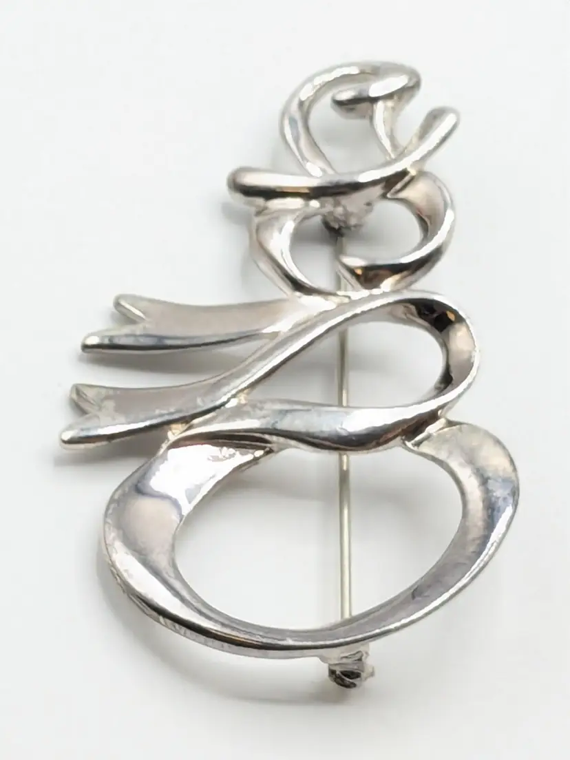 Premiere Designs Snowman Silver Tone Brooch Pin Abstract Holiday Jewelry