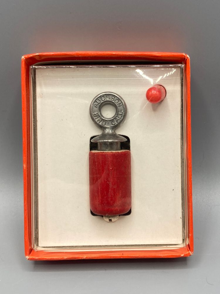 Vintage Roger Eddy Audubon Birchwood and Pewter Bird Call