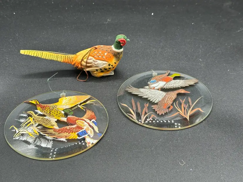 Vintage Pheasant Sun-catchers Wooden Pheasant Ornament