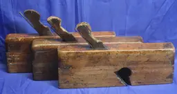 Lot of 3 Wooden Rabbet Planes  Skewed 1.5" (2) & 1.25" (1)  Inventory Closeout
