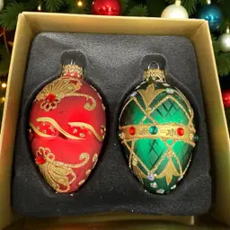 Jeweled Egg Shaped Christmas Ornaments By Unique Treasures Small Ornate In Box