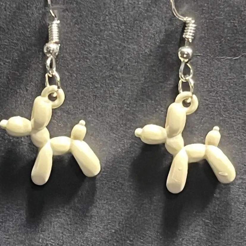 Cream, Balloon, Dogs Earrings Made By Me