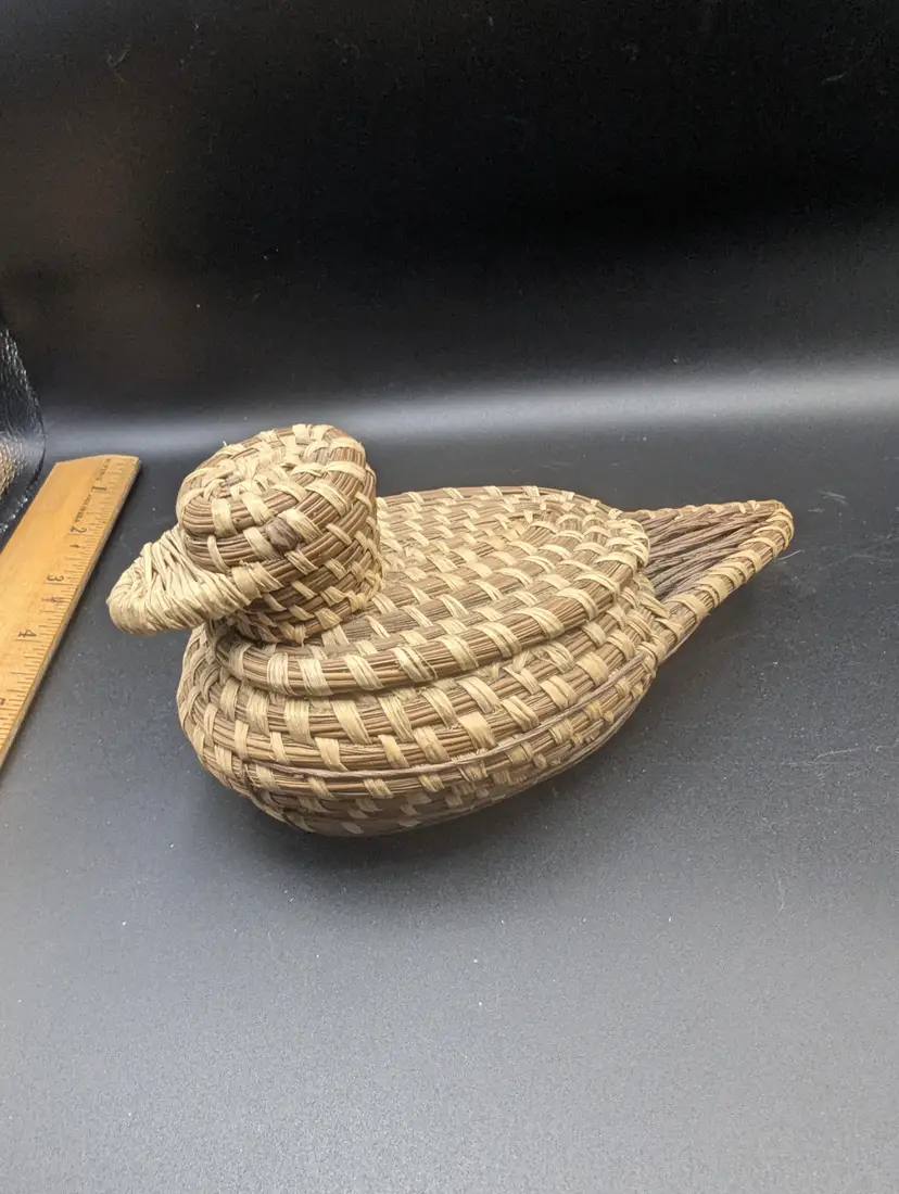 Vintage Woven Duck Basket Trinket Box
