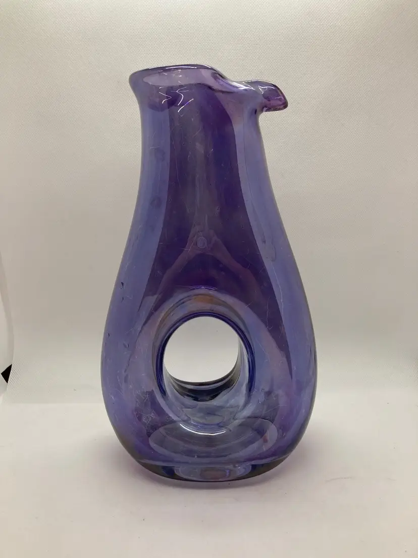 Iridescent Amethyst Hand Blown Carafe by Tarnow of Poland