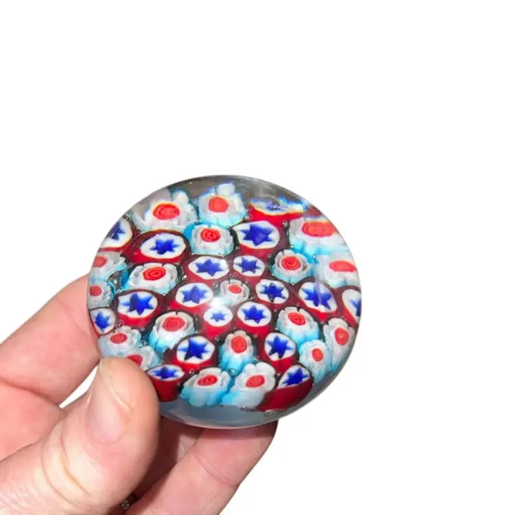 Red White Blue Paperweight Glass I Don’t See A Signature