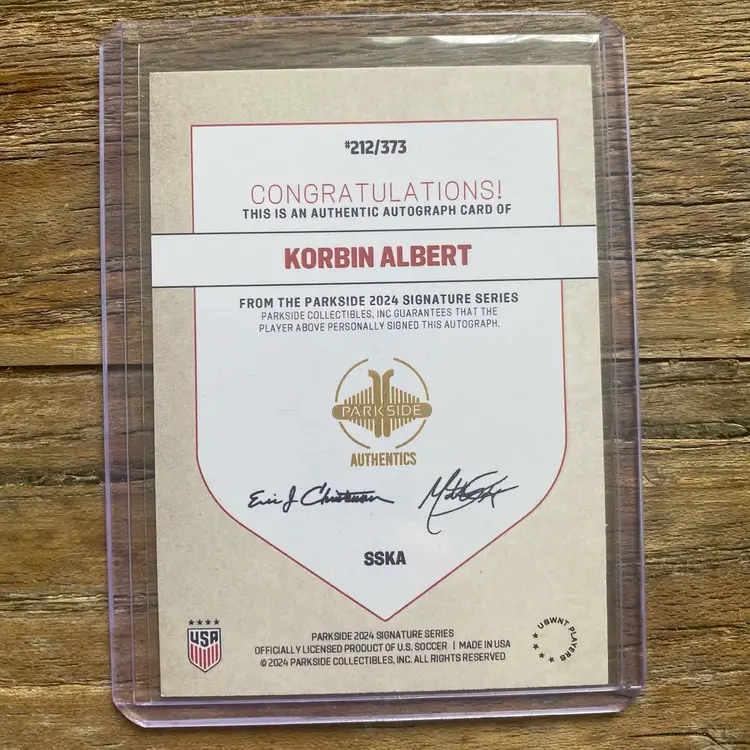 KORBIN ALBERT BLUE Ink Auto 212/373 2024 Parkside USWNT One Nation One Team ONOT Soccer Card