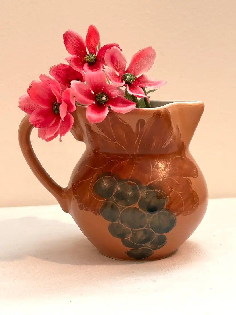 Vintage Pottery Creamer Minimalist Vase Minimalist Utensil Holder Handpainted