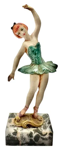 Vintage Fontanini Simonetti Depose Italy Ballerina Figurine Marble Base 5.25”