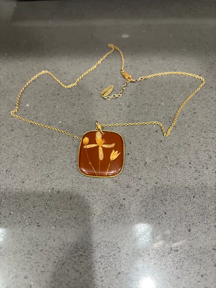 Cold water creek Gold Chain With Brown Pendant