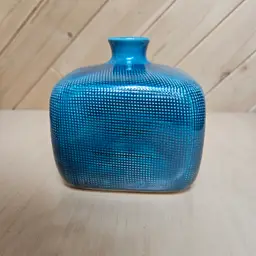 Vintage 2012 Textured Square Ceramic Vase By Threshold Shades of Cerulean Blue