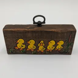 Vintage Baby Ducklings Miniature Wood Plaque/Picture