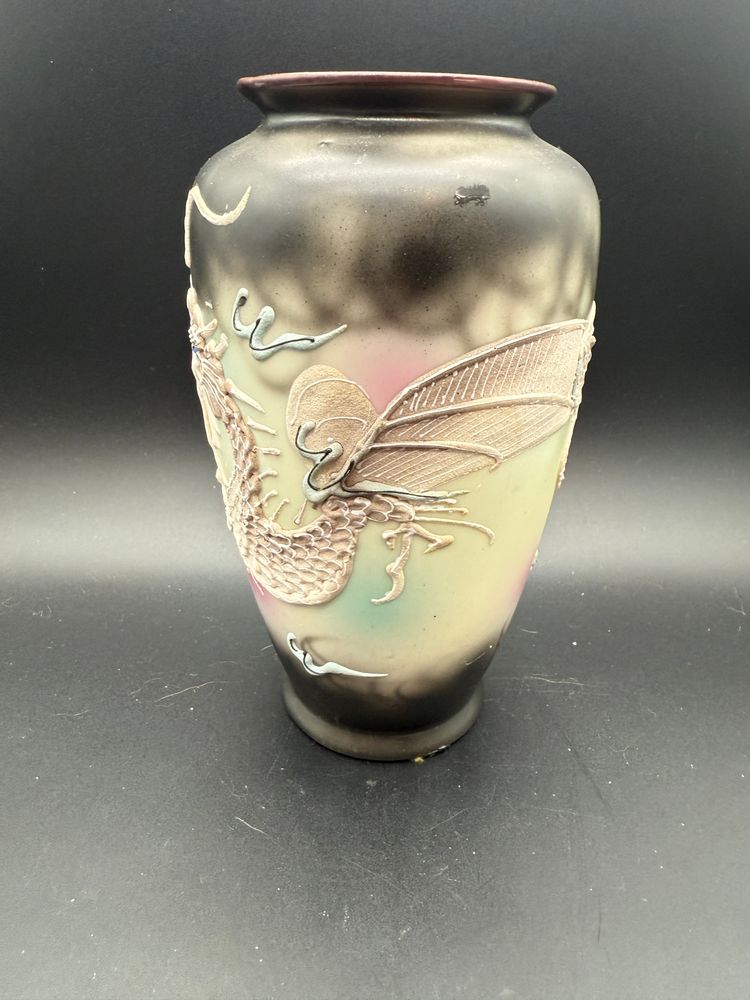 Vintage Japanese Dragonware Vase Moriage Blue Eyed Dragon