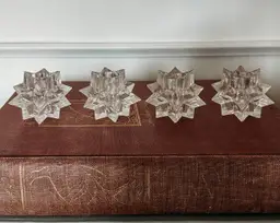 Vintage Mid Century Atomic Lucite Plastic Starburst Candle Holders - 4