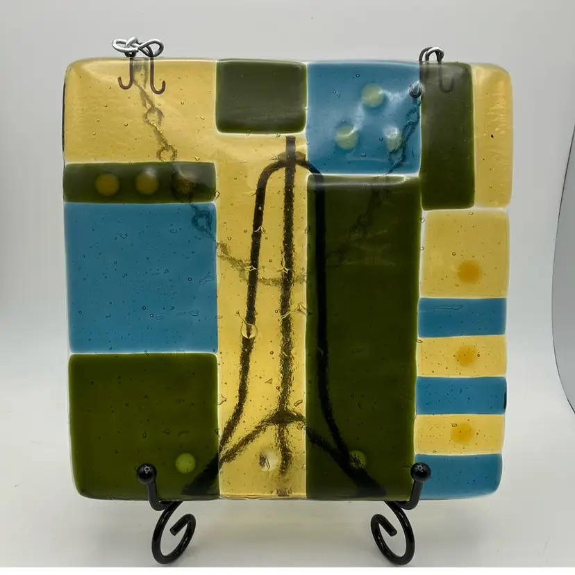 Fused Glass Geometric Design Suncatcher