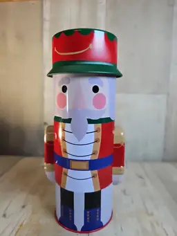 Empty Nutcracker Tin Christmas Holiday Decor 9.5″ Tall Pre-Owned