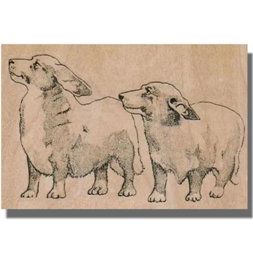 Corgie Pair Dog Rubber Stamp