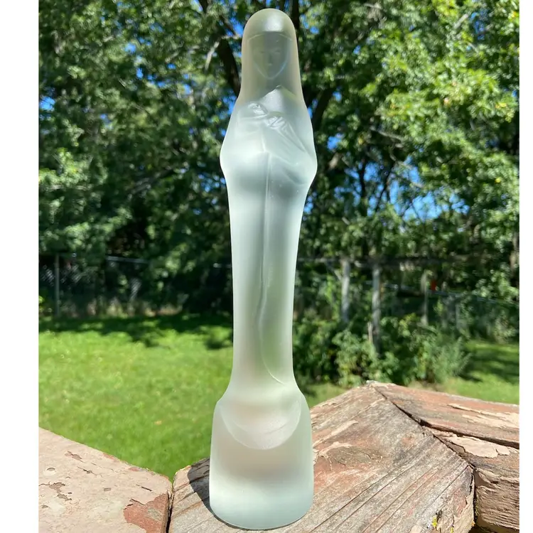 Frosted Glass Figurine, Madonna & Child, By Stef Uiterwaal - Glasfabriek Leerdam. 9.5”h.