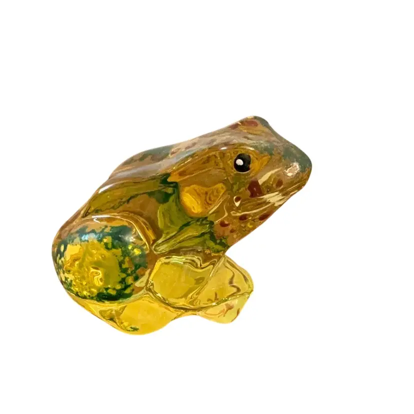 Fenton Sunshine Yellow Hand Painted Frog 2 1/2” X 3 1/2”