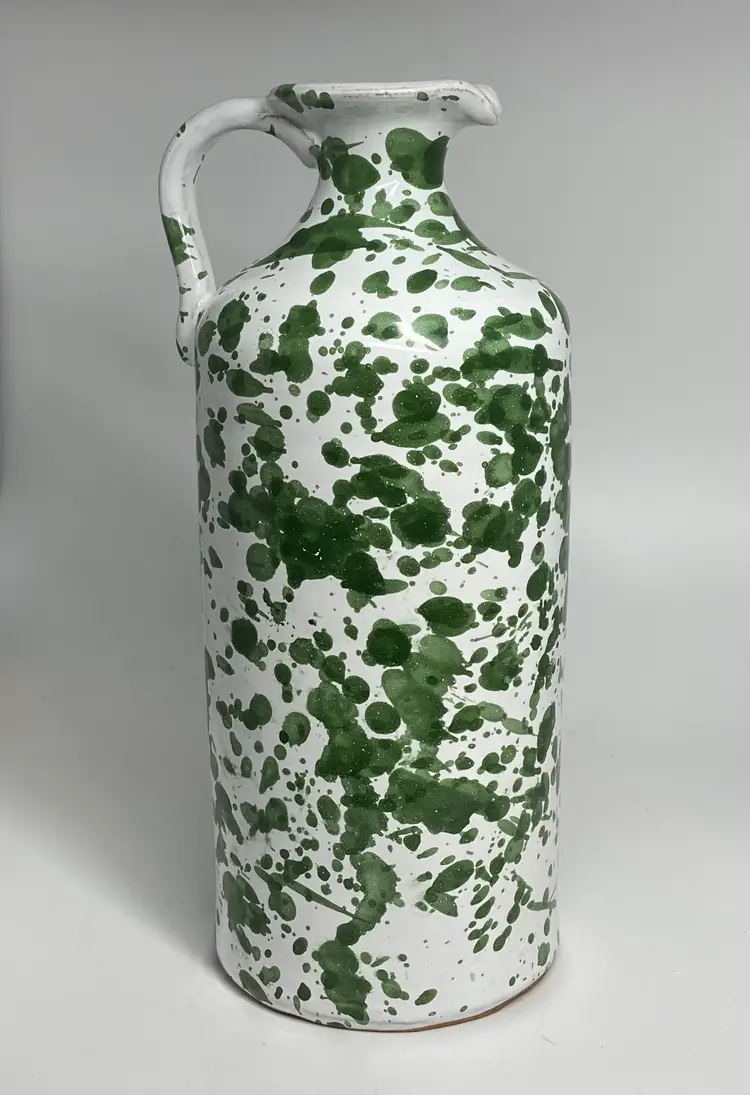 Hand Painted Frantoio Galantino Ceramic Olive Oil Jug, Made in Puglia Italy