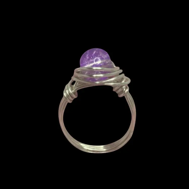 Purple Glass Bead Ring