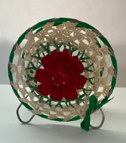 Napkin Holder Made With Flowered Doily 5” X 5”