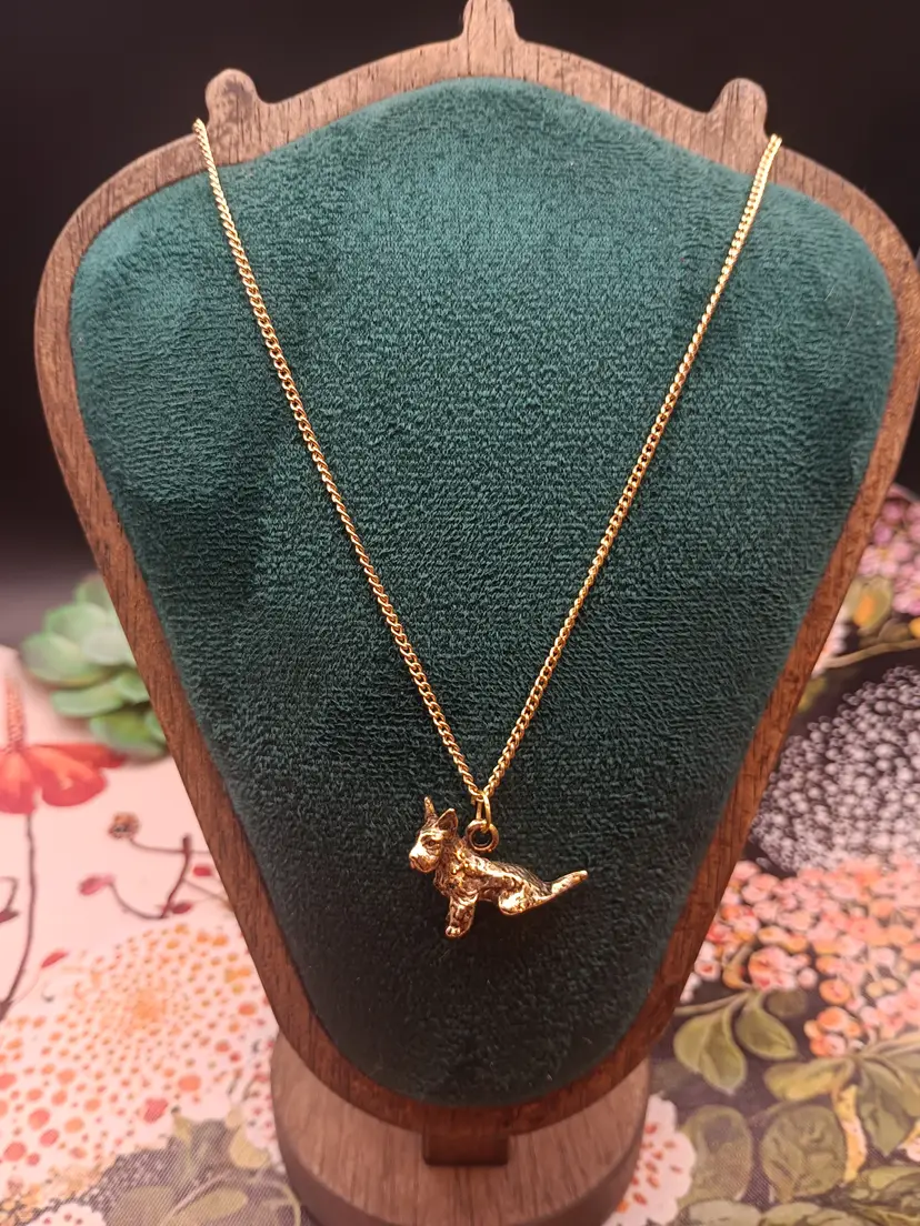 Brass Schnauzer, Scottie, Terrier Dog Charm Necklace