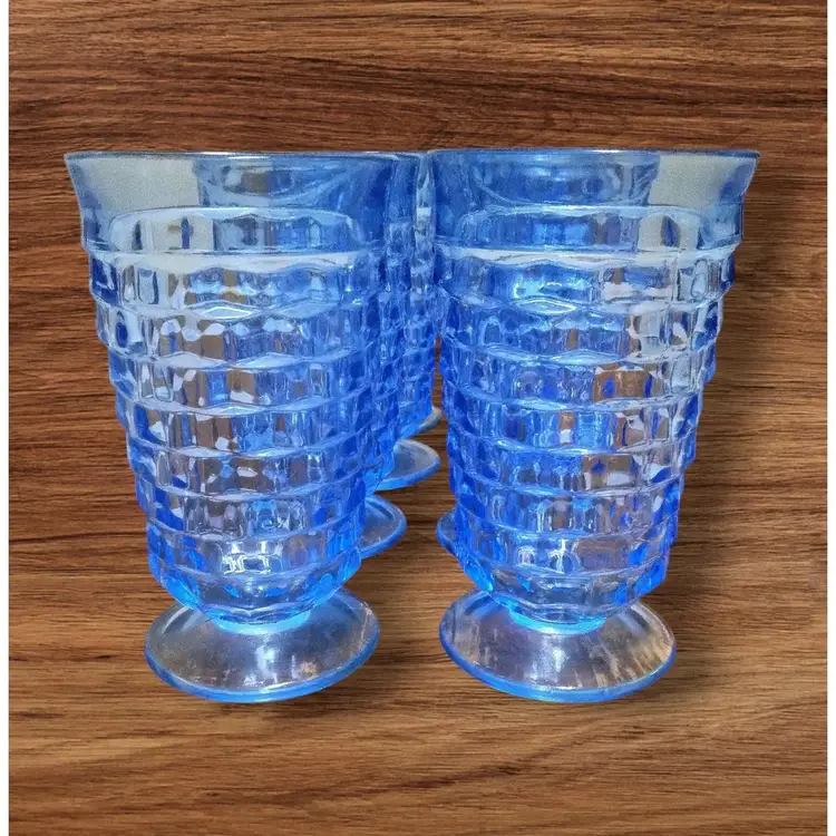 Vintage Fostoria Blue Colony Whitehall Cubed Glasses 8 Available