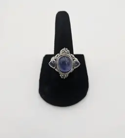 Sarda Tanzanite Cabochon and Gem Stone 925 Ring