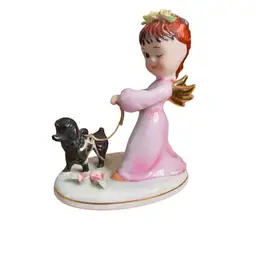 Lefton Angel Walking Black Poodle