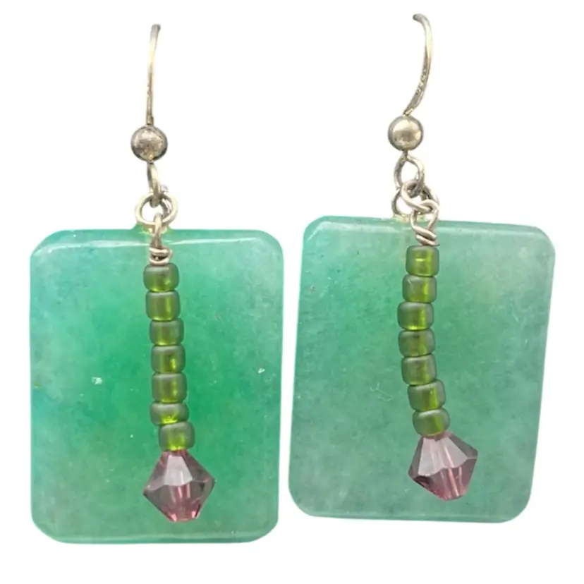 Green Glass Earrings