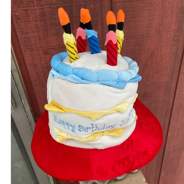 Walt Disney World, Mickey Mouse, Happy Birthday Cake Hat With Light Up Candles. Adult Size. 12”h x 13”w.