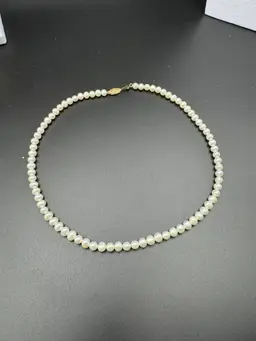 Vintage Chinese Freshwater Pearl Necklace with 14K Yellow Gold Clasp