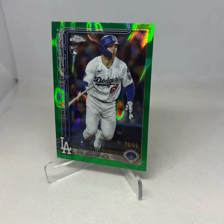 2025 Topps Chrome Update Green Ray wave 78/99 Dalton Rushing Rookie La Dodgers