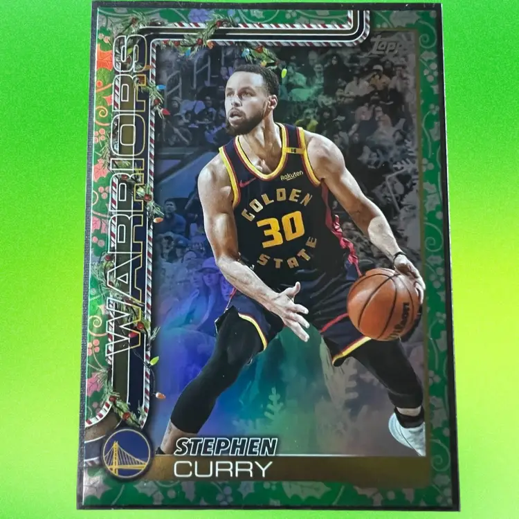 Steph Curry 2025 Topps Stocking Stuffer Metallic Holly