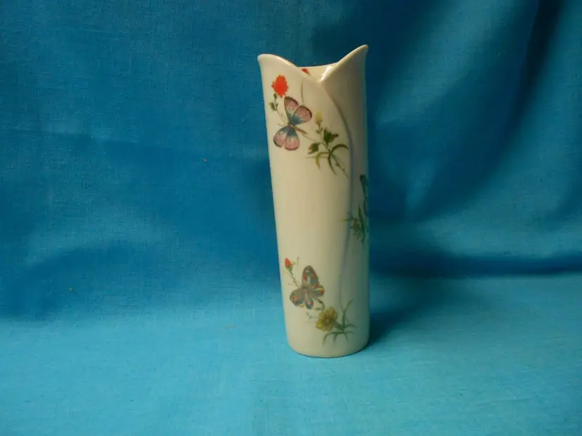 Vtg San Francisco Takahashi Dew Porcelain Butterfly Bud Vase 1980's