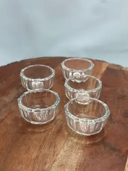 Vintage Salt Cellars, Marble Bases, Paperweight Risers Set Of 5