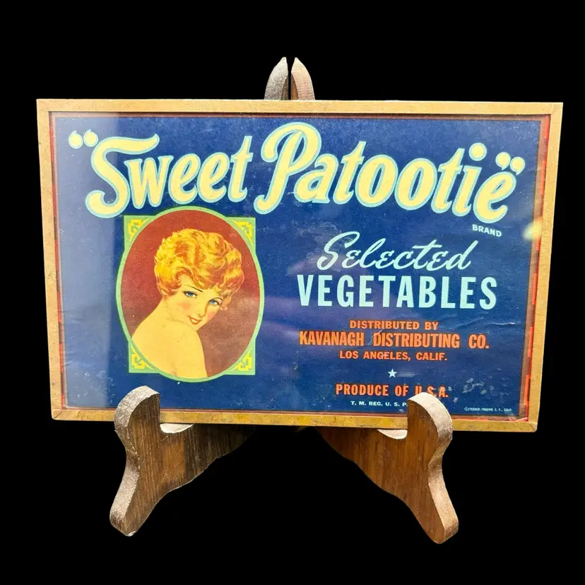 *SALE* “Sweet Patootie” Selected Vegetables Framed Vintage Postcard Hong Kong 4.5”x7”