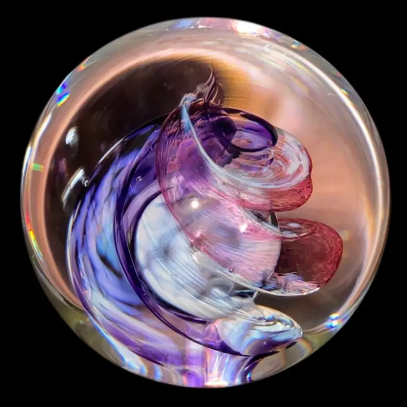 #03 - Vintage Selkirk Glass Scotland Paperweight - Multi-colored