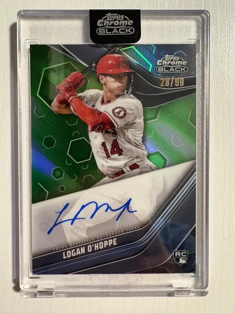 2023 Topps Chrome Black Logan O’Hoppe Green Rookie Auto /99 Los Angeles Angels